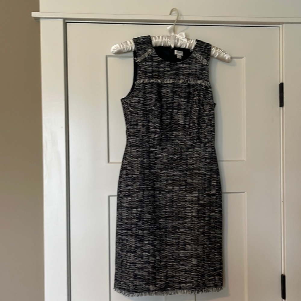 J Crew navy blue and white fringed dress size 00